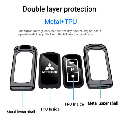 Mitsubishi Zinc Alloy + TPU Car Key Fob Case Cover For Outlander, ASX, Eclipse Cross, L200, Pajero, Triton, Lancer EX - i-Station Mobile Phone & Electronic Device Repair and Accessories