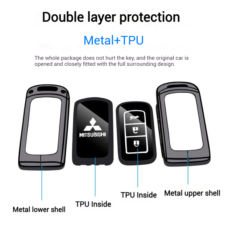 Mitsubishi Zinc Alloy + TPU Car Key Fob Case Cover For Outlander, ASX, Eclipse Cross, L200, Pajero, Triton, Lancer EX - i-Station Mobile Phone & Electronic Device Repair and Accessories
