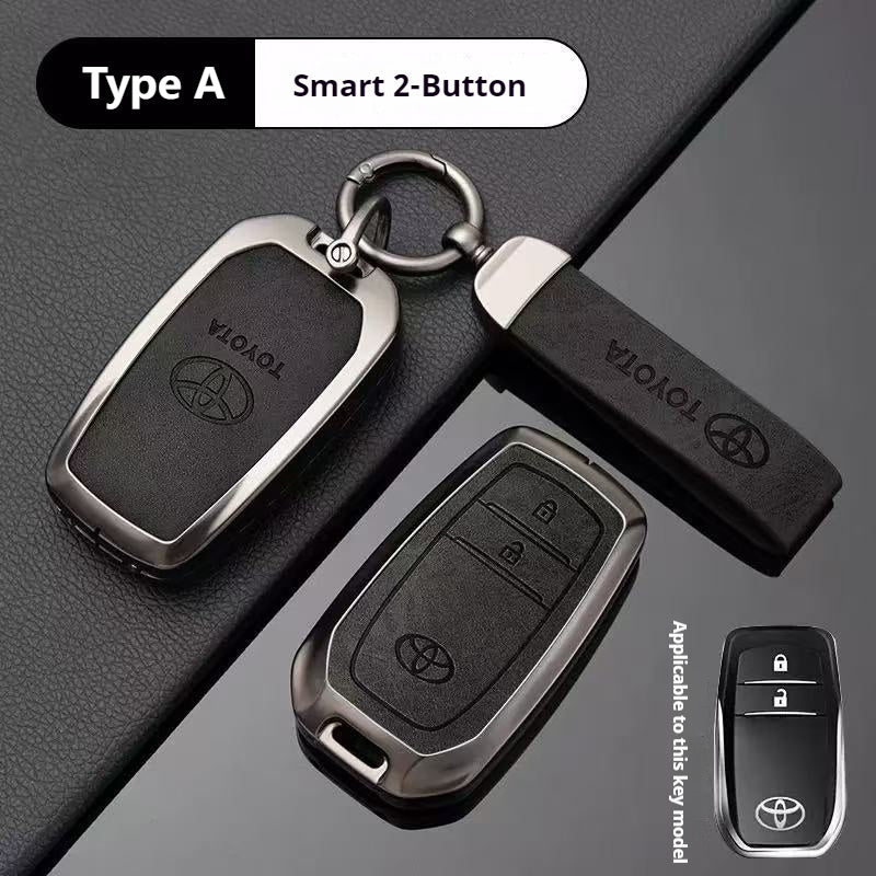 Load image into Gallery viewer, Toyota Zinc Alloy + PU Leather Car Key Fob Case Cover For Camry, RAV4, Highlander, Prado, Crown
