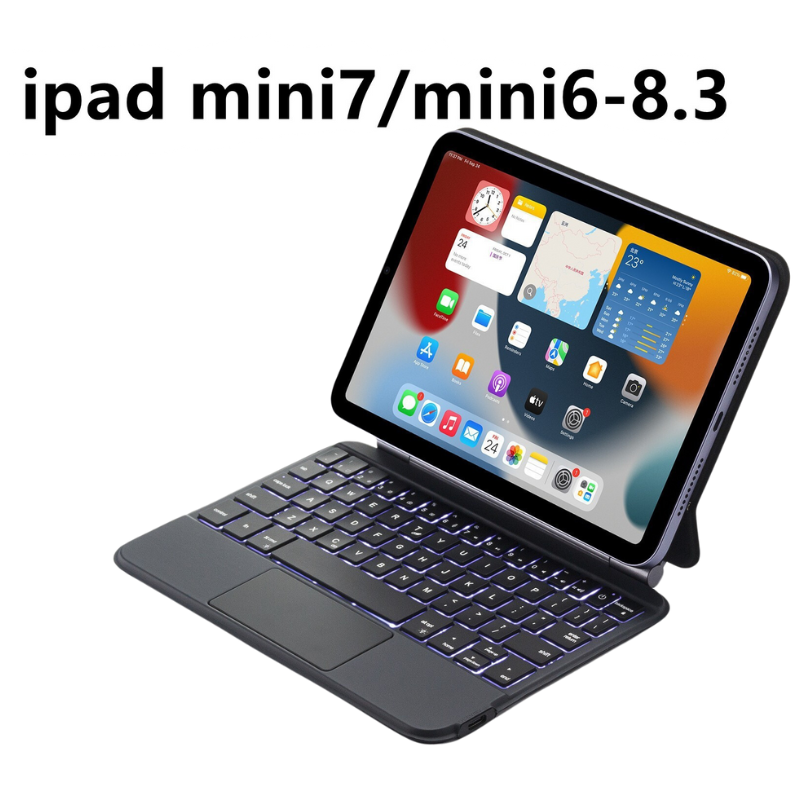 Load image into Gallery viewer, Apple iPad Mini 7 8.3&#39;&#39; 7th Gen (2024) Smart Wireless Trackpad Keyboard Flip Case With Backlit
