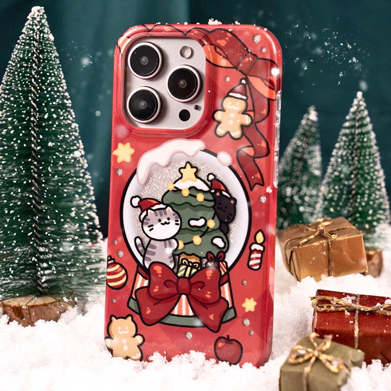 Load image into Gallery viewer, Apple iPhone 15 Pro/Pro Max Glitter Christmas Shockproof Silicone Blingbling Series Case
