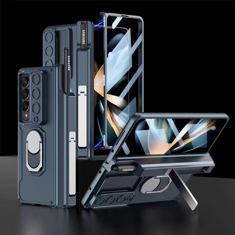 Load image into Gallery viewer, [Built-in Stand][With Slide Len Cover] Samsung Galaxy Z Fold 6 SM-F956 Magnetic Hinge With Ring Essentials Series Case
