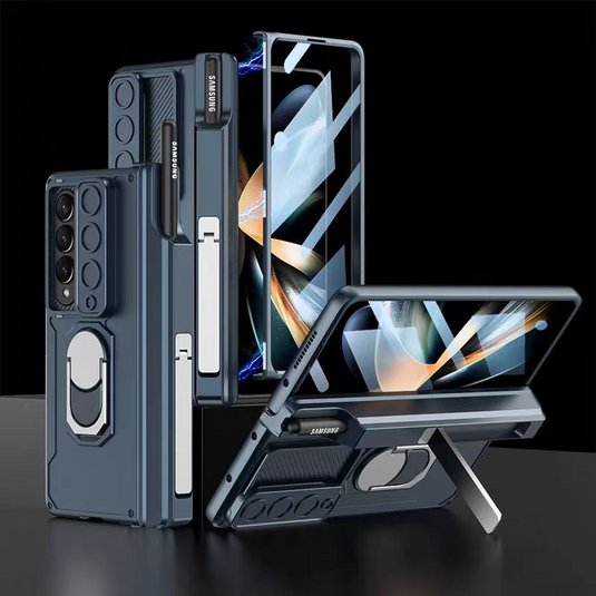 [Built-in Stand][With Slide Len Cover] Samsung Galaxy Z Fold 6 SM-F956 Magnetic Hinge With Ring Essentials Series Case