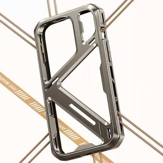 [With Lanyard Hole] Apple iPhone 13 / Pro / Pro Max Luxury Titanium Alloy Removable Armor Hollow Mechanics Series Case