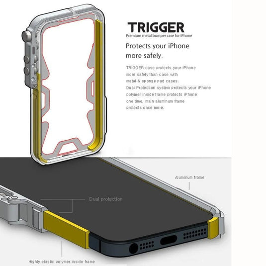 [With Lanyard] Apple iPhone 15 / Plus / Pro / Pro Max Metal Phone Border Mechanics Series Case