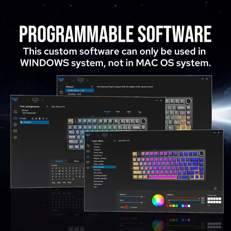 Aula F75 Gasket Mechanical Keyboard, 75% Wireless Hot Swappable Gaming Keyboard with Five-Layer Padding&Knob, Bluetooth/2.4GHz/USB-C, RGB - i-Station Mobile Phone & Electronic Device Repair and Accessories