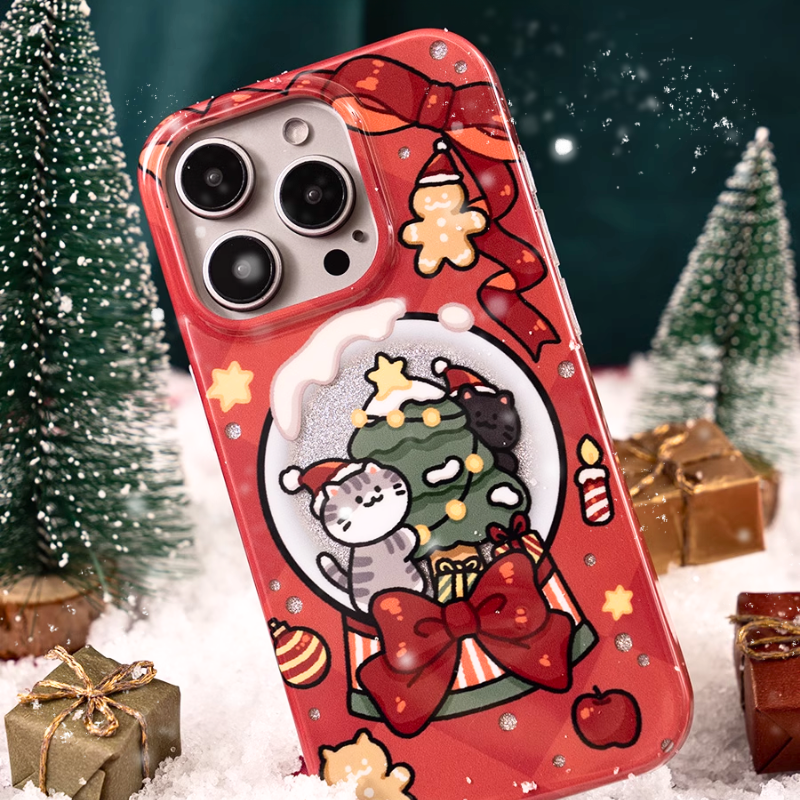 Load image into Gallery viewer, Apple iPhone 15 Pro/Pro Max Glitter Christmas Shockproof Silicone Blingbling Series Case
