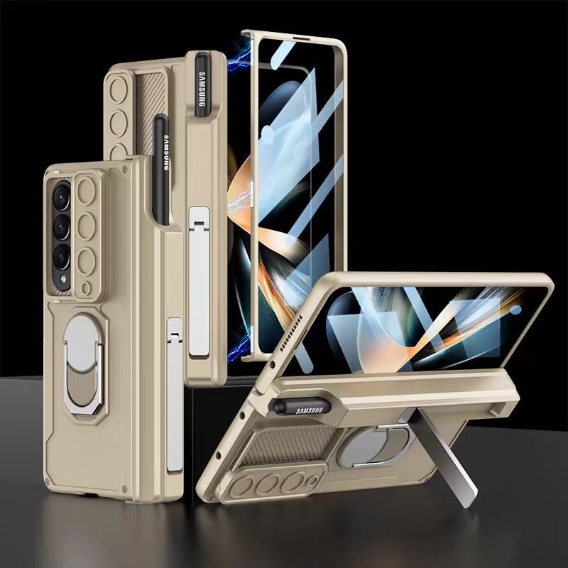 Load image into Gallery viewer, [Built-in Stand][With Slide Len Cover] Samsung Galaxy Z Fold 6 SM-F956 Magnetic Hinge With Ring Essentials Series Case
