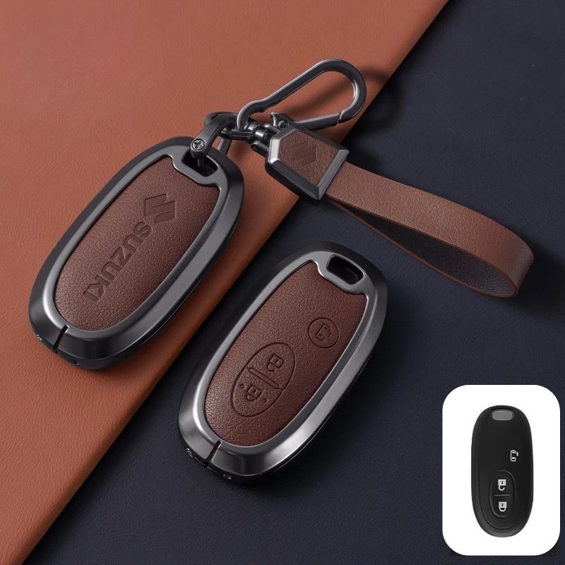 Load image into Gallery viewer, Suzuki Zinc Alloy Geuine Leather Car Key Fob Case Cover For Swift, Vitara, Baleno, Ciaz, SX4,  S-Cross, Jimny, Baleno, Ertiga
