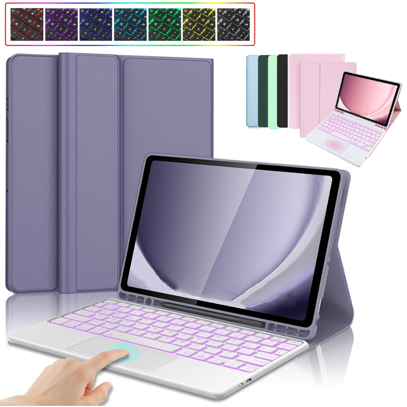 Load image into Gallery viewer, [Detachable][Built-in Pencil Slot] Apple iPad 7/8/9 10.2&#39;&#39; 7/8/9th Gen (2019/2020/2021) Wireless Bluetooth Touchpad Keyboard With RGB Backlight
