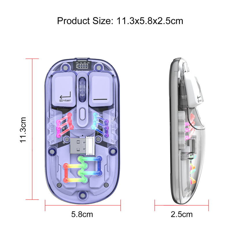 Load image into Gallery viewer, Wireless Dual-Mode RGB Bluetooth Lightweight Noise-Fre Mouse Ergonomic Universal Hots Clear Shell Gaming Mouse
