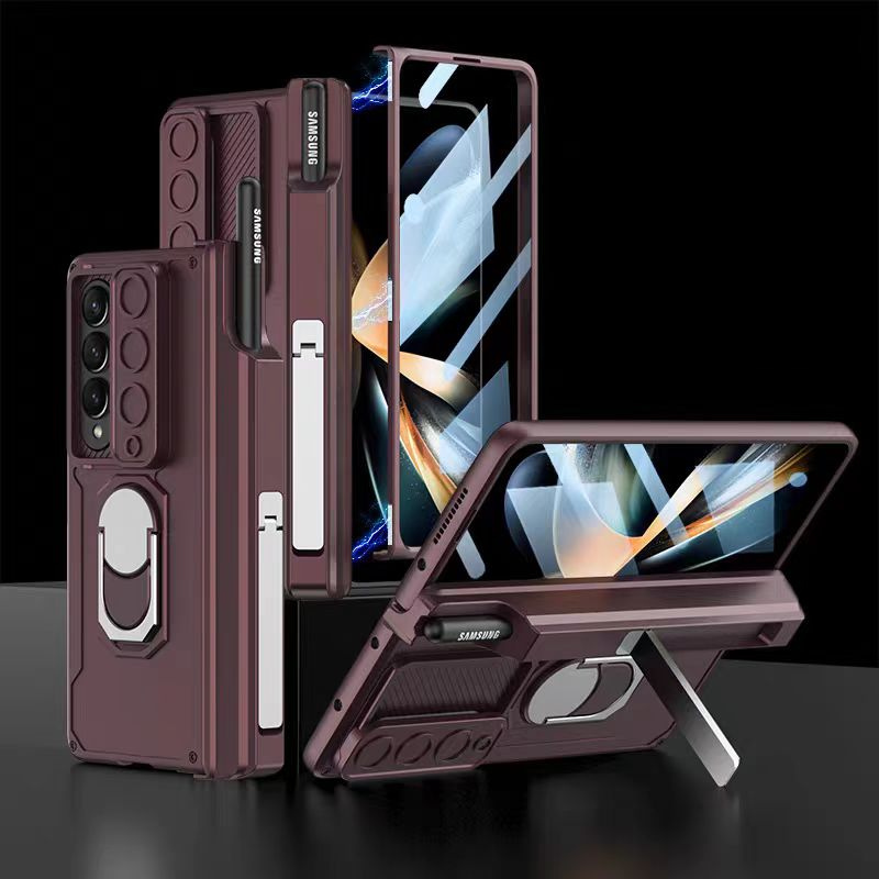 Load image into Gallery viewer, [Built-in Stand][With Slide Len Cover] Samsung Galaxy Z Fold 6 SM-F956 Magnetic Hinge With Ring Essentials Series Case
