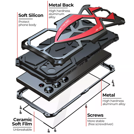 [Military-Grade Protection] [Metal Frame Bumper] Samsung Galaxy S22 Ultra - Heavy Duty Shockproof Series Phone Case