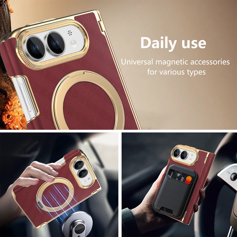 Load image into Gallery viewer, Apple iPhone Duo - PU Leather Magnetic Rotating Stand with Hinge Protection Back Cover
