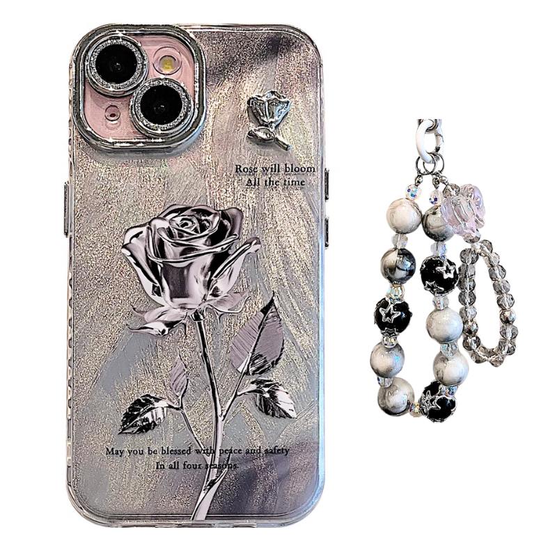 Load image into Gallery viewer, Apple iPhone 14/Pro/Pro Max 3D Rose Full-cover Silicone BlingBling Series Case
