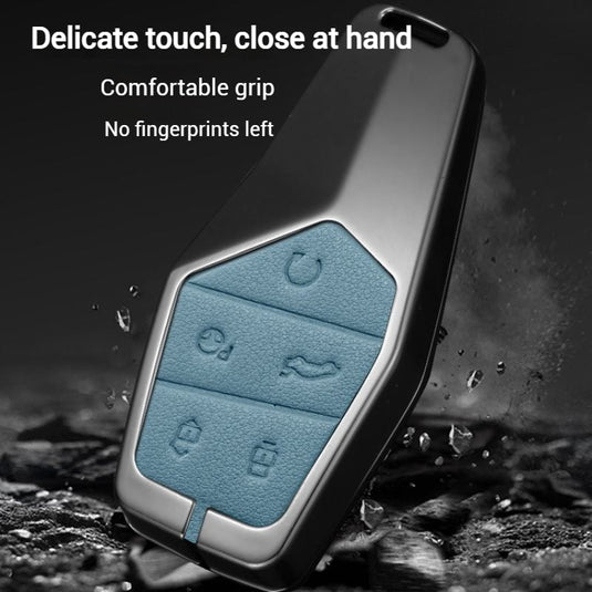 MG 360° Full Metal Protection + PU Leather Car Key Fob Case Cover For MG5, MG6, MG7, ZS, HS, ONE