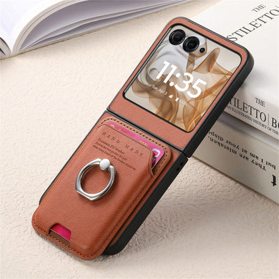 [With Magnetic Card Holder] Motorola Moto Razr 40/Ultra Anti-drop Protective Flip Stand Case - i-Station Mobile Phone & Electronic Device Repair and Accessories