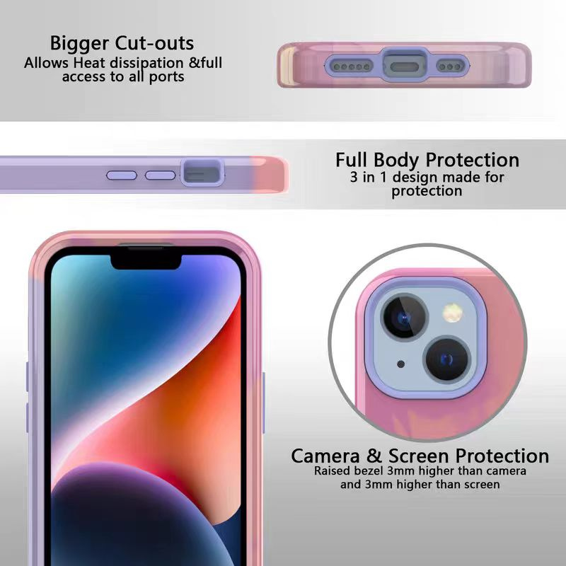 Load image into Gallery viewer, Apple iPhone 14/Pro/Pro Max/Plus 3-in-1 Silicone Dual-sided Shockproof Fashion-Forward Series Case
