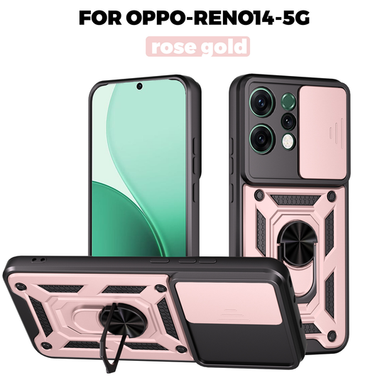 [With Ring Kickstand][Camera Cover] OPPO Reno14/F/Pro Shield Shockproof Rugged Heavy Duty Case