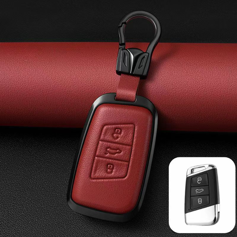 Load image into Gallery viewer, Volkswagen Zinc Alloy + PU Leather Car Key Fob Case Cover For Golf 7, Golf 8, Tiguan, Jetta, Passat, Lamando L, ID.3, ID.4,  ID.5, ID.6
