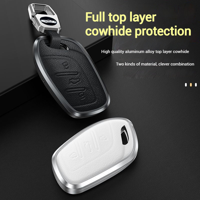 Load image into Gallery viewer, Roewe Aluminum Alloy Leather  Car Key Case For RX3, RX8, ERX5, RX5, i6, i5
