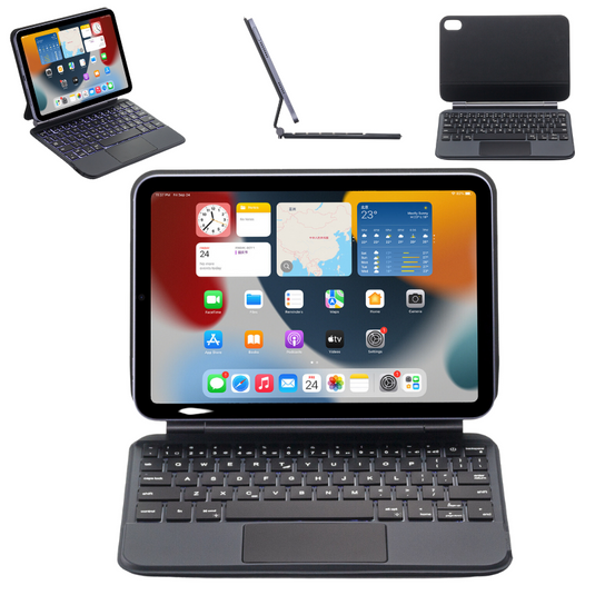 Apple iPad Mini 7 8.3'' 7th Gen (2024) Smart Wireless Trackpad Keyboard Flip Case With Backlit