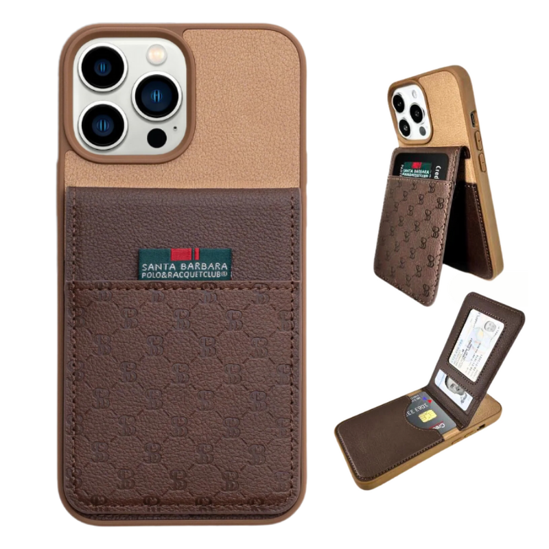 Load image into Gallery viewer, Apple iPhone 15/15 Plus/15 Pro/Max Santa Barbara Polo Racquet Club Hulda Business Style Leather Case with Card Sleeve Men&#39;s Gift
