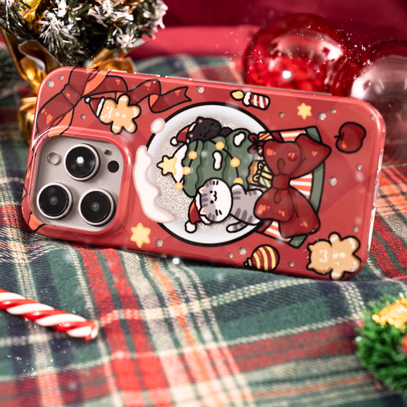 Load image into Gallery viewer, Apple iPhone 15 Pro/Pro Max Glitter Christmas Shockproof Silicone Blingbling Series Case
