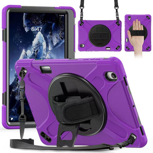 Samsung Galaxy Tab S12 Plus (2026) 12.4" - Heavy Duty 360 Degree Rotate Stand Hand Strap Case With Shoulder Strap