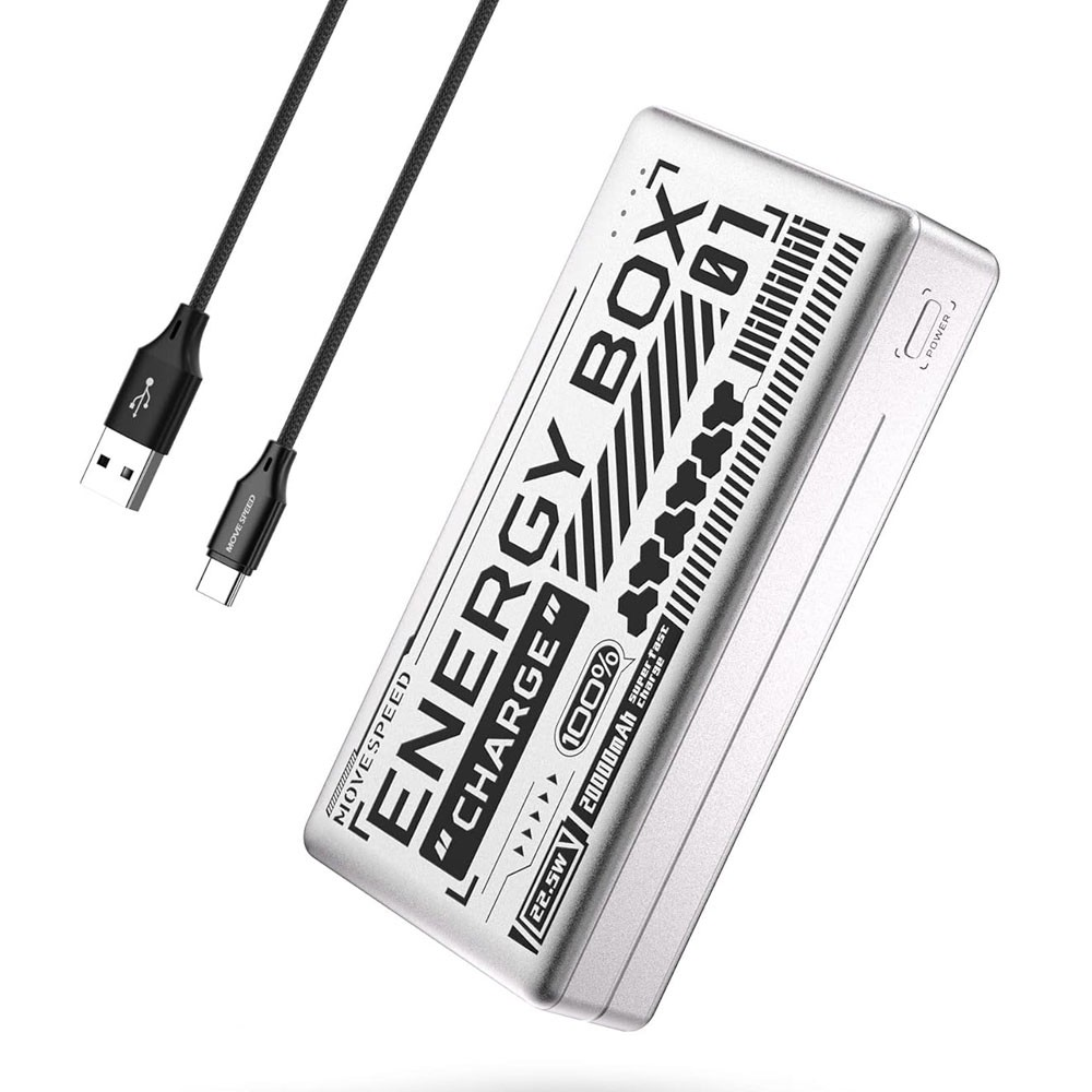 MOVE SPEED Large Capacity Power Bank 20000mAh 22.5W (YSPBE20) - Silver - i-Station Mobile Phone & Electronic Device Repair and Accessories