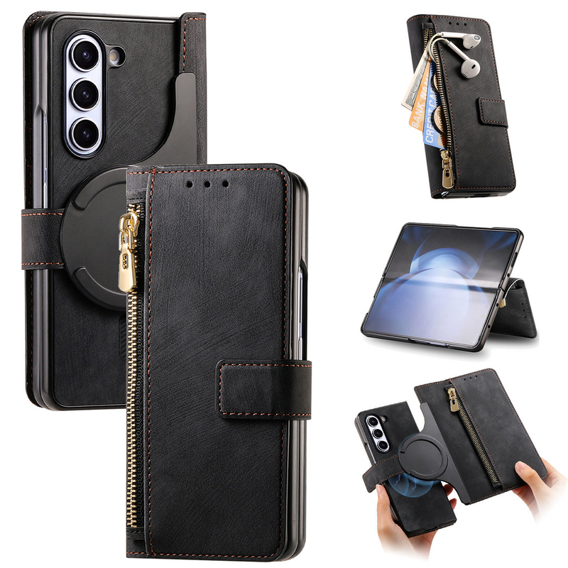 Load image into Gallery viewer, [With Card Slot] Samsung Galaxy Z Fold7 - Multi-functional Leather Wallet Case With Magnetic Flip Cover
