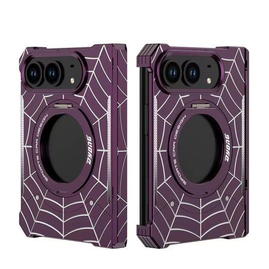Apple iPhone Duo Frameless Mecha Metal Spiderman Rotating Magnetic Stand Case