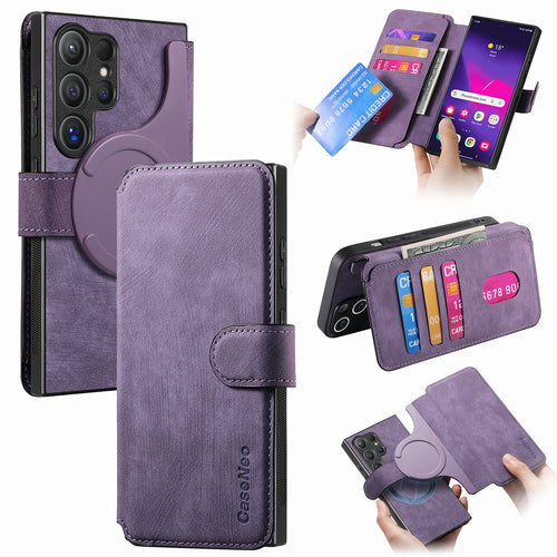[Magsafe Compatible][Detachable] Samsung Galaxy A17 (SM-A176) Leather Flip Shockproof Wallet Series Case With Card Slot