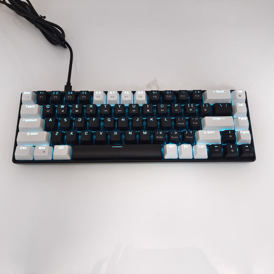 65% Compact Portable 68-Key Mechanical Wired Gaming Keyboard With Blue Switches Hot-Swappable Switches And Ergonomic Design Ice Blue Backlight