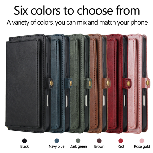 [Magsafe Compatible][With Card Slot] Apple iPhone 17/Air/Pro/Max Detachable PU Leather Flip Wallet Shockproof Case