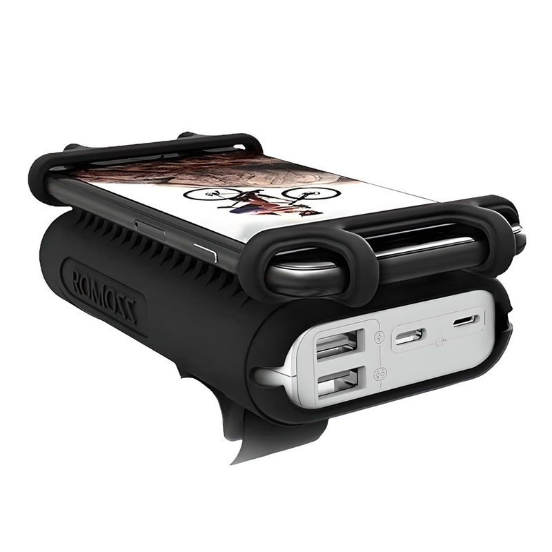 Load image into Gallery viewer, Romoss UR01 10000mAh Power Bank with Phone Holder and LED Flashlight for Biking-Black
