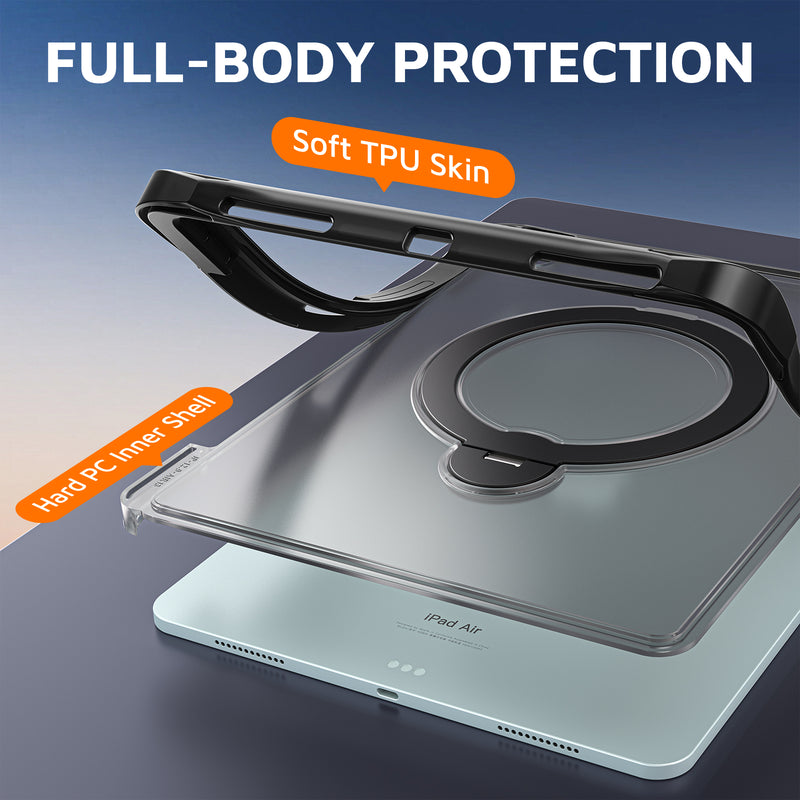 Load image into Gallery viewer, [With Pen Slot] Apple iPad Air 13-inch M2/M3/M4 (2024/2025/2026) 360° Rotating Stand Frosted Hard Acrylic Shockproof Cover Case
