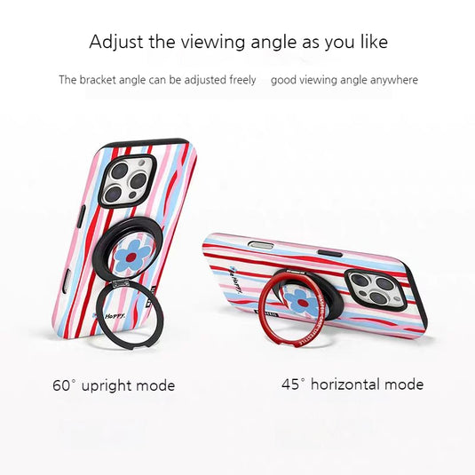 [Magsafe Compatible] Apple iPhone 17/Air/Pro/Max - Minimalist Stripe Shockproof Stand Case