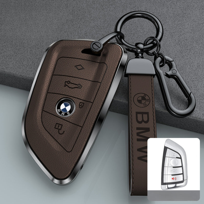 Load image into Gallery viewer, BMW Zinc Alloy + Leather Protection Car Key Case For 1, 2, 3, 5, 7 Series, X3, X5, X6
