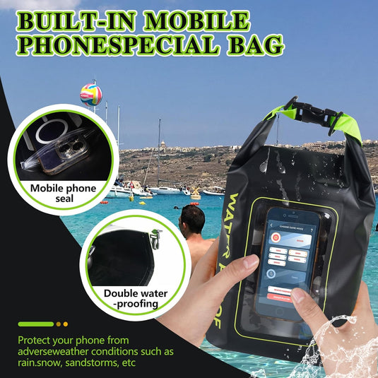 IP68 Waterproof Dry Bag 2L - Roll Top Waterproof Pool Bag,dry bags for kayaking waterproof-w/Phone Pouch,Large Waterproof Phone Pouch,Boating & Kayak Accessories camping