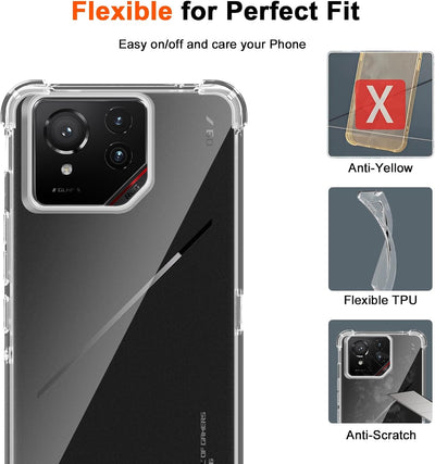 Asus ROG Phone 8/8 Pro - AirPillow Cushion Transparent Soft Clear TPU Four Corners Protective Case With 2PC 9H Tempered Glass Screen Protector - i-Station Mobile Phone & Electronic Device Repair and Accessories