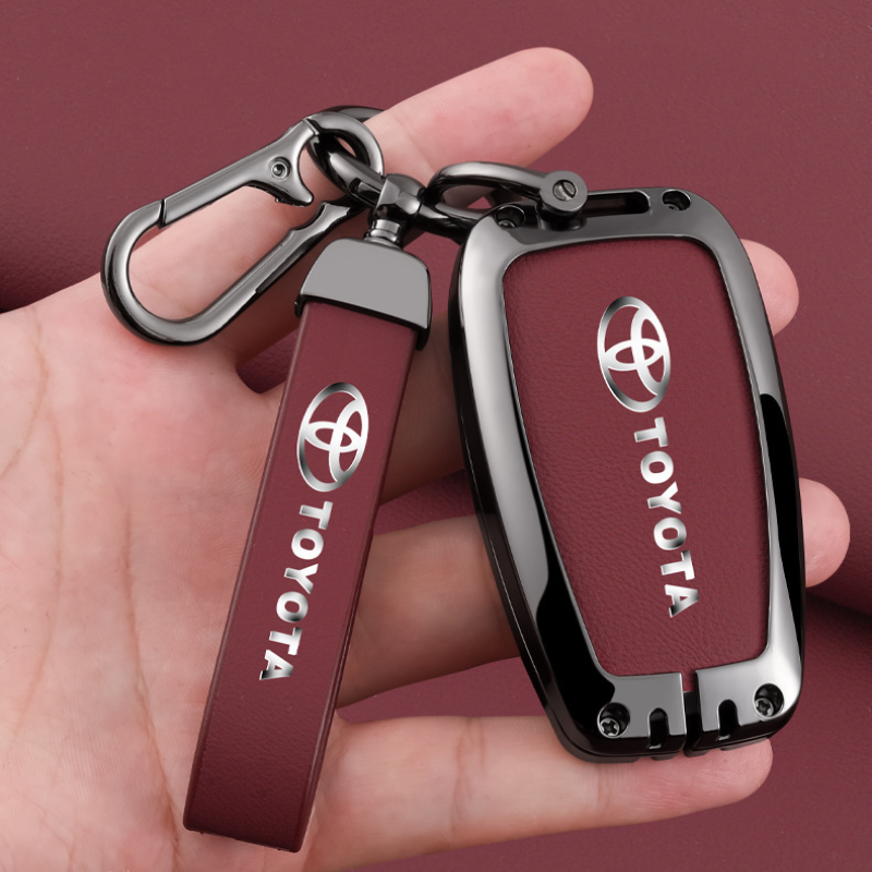 Load image into Gallery viewer, Toyota Full Metal Coverage + PU Leather Car Key Fob Case Cover For Camry, Camry Hybrid, Prius, Avalon, Highlander, Corolla, RAV4, 4Runner - i-Station Mobile Phone &amp; Electronic Device Repair and Accessories
