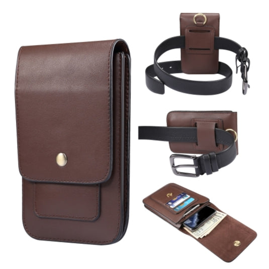 Lambskin Texture Men Universal Samsung Phone Double Lattice Waist Bag Leather Case