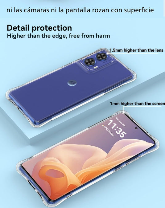 Motorola Moto G85 5G/S50 Neo - AirPillow Cushion Transparent Soft Clear TPU Four Corners Protective Case With 2PC 9H Tempered Glass Screen Protector