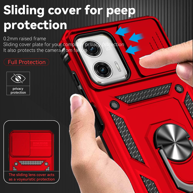 Load image into Gallery viewer, [Magnetic Ring Kickstand][Slide Camera Cover] Motorola Moto G 5G 2023/Moto G Power 2023 - Shield Shockproof Rugged Heavy Duty Case  With 2PC 9H Glass Screen Protector
