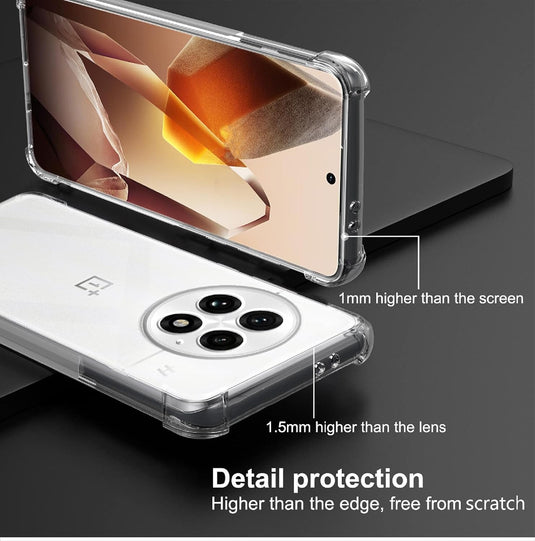 OnePlus 1+13 - AirPillow Cushion Transparent Soft Clear TPU Four Corners Protective Case With 2PC 9H Tempered Glass Screen Protector