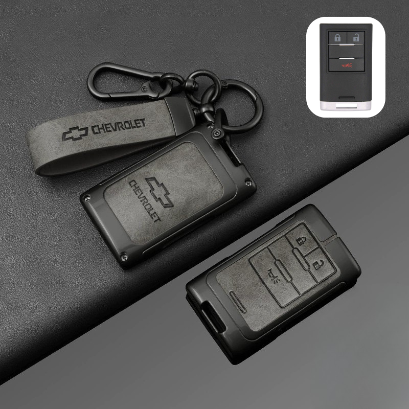 Load image into Gallery viewer, Chevrolet Zinc Alloy + PU Leather Car Key Fob Case Cover For Malibu, Equinox, Trax, Express, Silverado, Captiva
