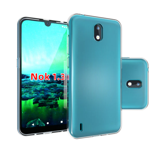 Nokia 1.3 - AirPillow Cushion Transparent Soft Clear TPU Four Corners Protective Case With 2PC 9H Tempered Glass Screen Protector