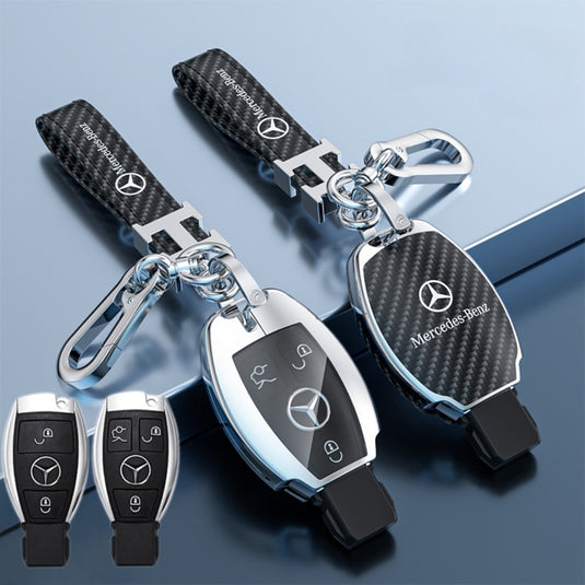 Mercedes Benz Zinc Alloy + Carbon Fiber Texture Car Key Case For Benz A, B, C, E, S, G-Class, GLA, GLB, GLC, GLE, GLS, CLA, CLS, EQC