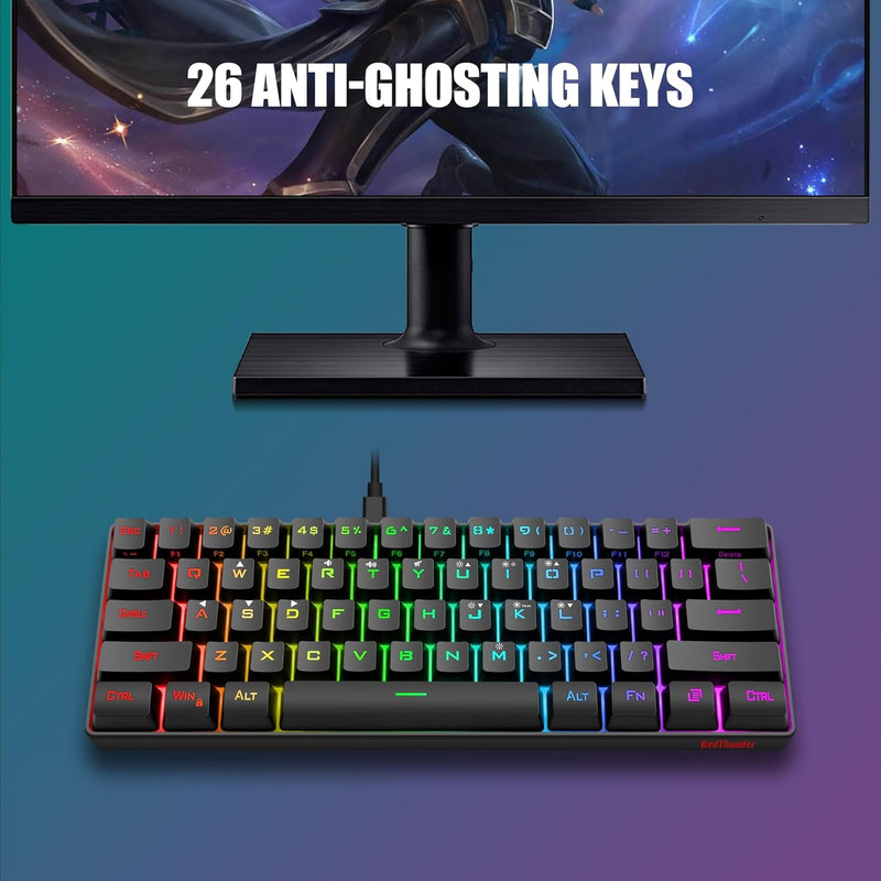 Load image into Gallery viewer, 60% Gaming Keyboard and Mouse Combo, Ultra-Compact 61 Keys RGB Backlit Mini Keyboard, Lightweight 6400 DPI Honeycomb Optical, Wired Gaming Set for PC MAC PS5 Xbox Gamer
